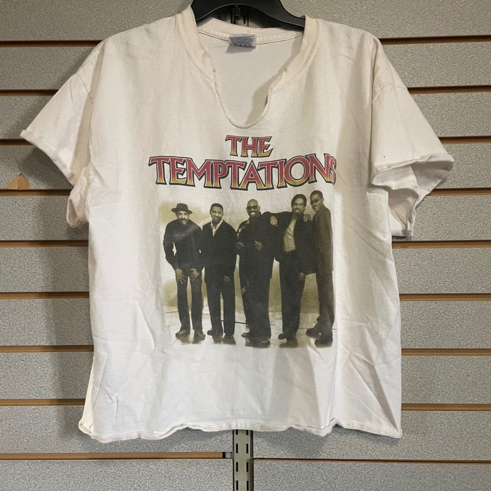 Vintage The Temptations T-Shirt Adult Large L Short Sleeve White Band Tee